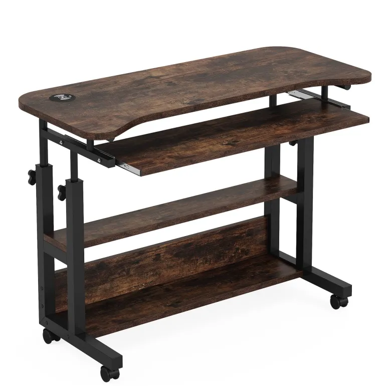 Best Tribesigns Height Adjustable Desk, Mobile Portable Desk with Wireless Charging Station
