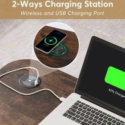Best Tribesigns Height Adjustable Desk, Mobile Portable Desk with Wireless Charging Station
