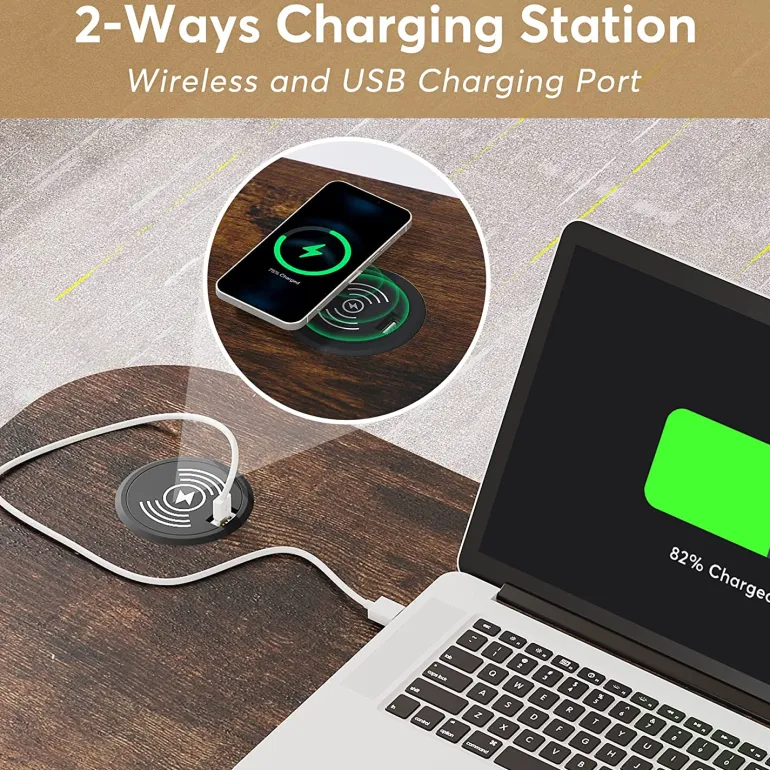 Best Tribesigns Height Adjustable Desk, Mobile Portable Desk with Wireless Charging Station