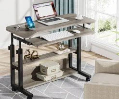 Best Tribesigns Height Adjustable Desk, Mobile Portable Desk with Wireless Charging Station
