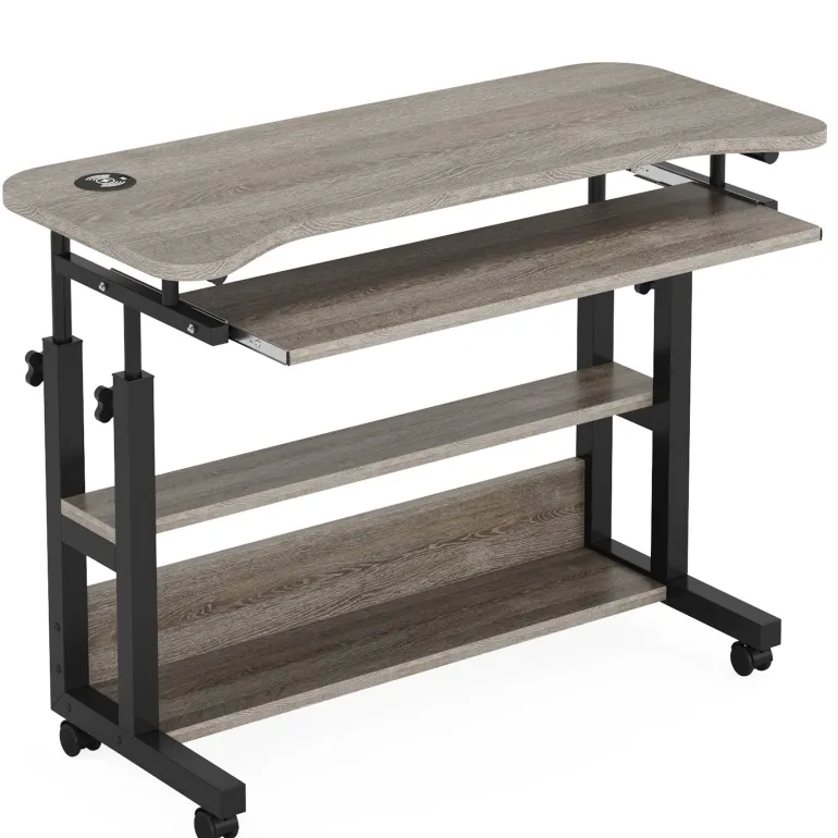 Best Tribesigns Height Adjustable Desk, Mobile Portable Desk with Wireless Charging Station