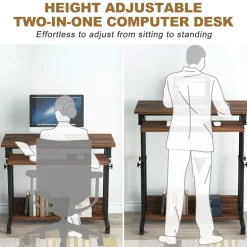 New Tribesigns Height Adjustable Desk, Rolling Standing Desk Portable Desk