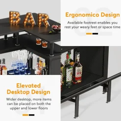 Cheap Tribesigns Home Bar Unit, L-Shaped Liquor Bar Table with Glasses Holders & Shelves