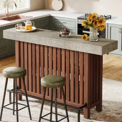Best Tribesigns Home Bar Unit, Modern 2 - Tier Bar Table with Footrest