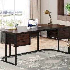 Clearance Tribesigns 63-Inch Computer Desk Executive Desk with 4 Drawers