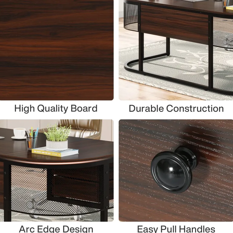 Clearance Tribesigns 63-Inch Computer Desk Executive Desk with 4 Drawers
