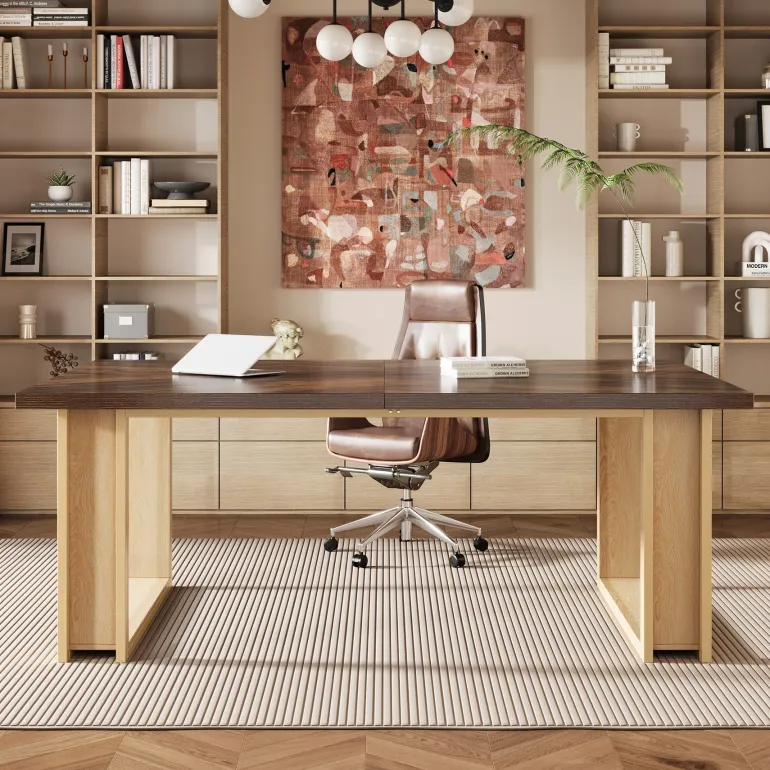Hot Tribesigns 63-Inch Computer Desk, Rectangular Wood Executive Desk for Home Office