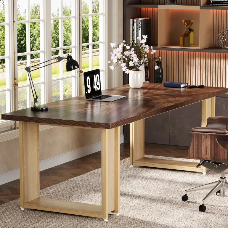 Hot Tribesigns 63-Inch Computer Desk, Rectangular Wood Executive Desk for Home Office