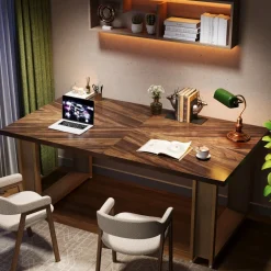 Hot Tribesigns 63-Inch Computer Desk, Rectangular Wood Executive Desk for Home Office