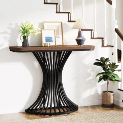 Flash Sale Tribesigns 39-Inch Console Table, Accent Sofa Table with Geometric Metal Base