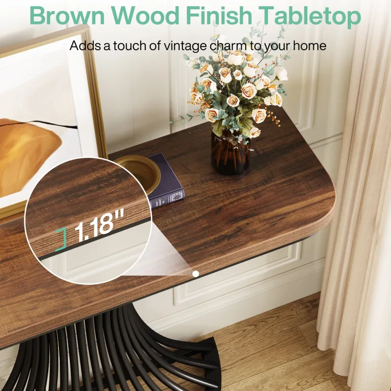 Flash Sale Tribesigns 39-Inch Console Table, Accent Sofa Table with Geometric Metal Base