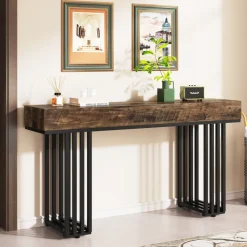 Fashion Tribesigns 55-inch Console Table, Modern Entryway Table with Metal Legs