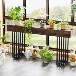 Fashion Tribesigns 55-inch Console Table, Modern Entryway Table with Metal Legs