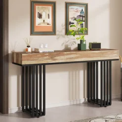 Fashion Tribesigns 55-inch Console Table, Modern Entryway Table with Metal Legs