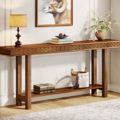 Cheap Tribesigns 70.9-Inch Console Table, Wood 2-Tier Sofa Table Long Entryway Accent Table