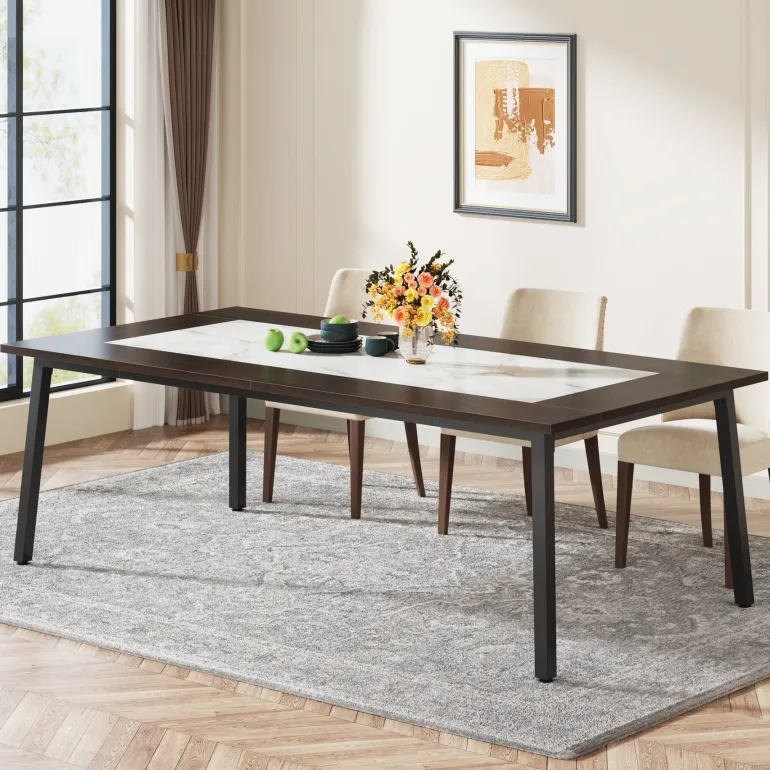 New Tribesigns 79-Inch Dining Table for 8-10 People, Modern Kitchen Dinner Table