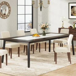 New Tribesigns 79-Inch Dining Table for 8-10 People, Modern Kitchen Dinner Table