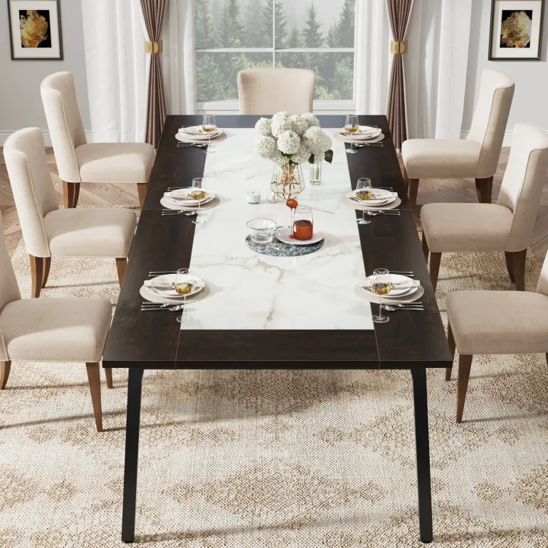 New Tribesigns 79-Inch Dining Table for 8-10 People, Modern Kitchen Dinner Table