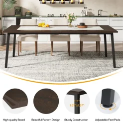 New Tribesigns 79-Inch Dining Table for 8-10 People, Modern Kitchen Dinner Table