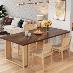 Flash Sale Tribesigns 63-Inch Dining Table for 4-6, Wood Kitchen Table for Dining Room