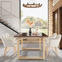 Flash Sale Tribesigns 63-Inch Dining Table for 4-6, Wood Kitchen Table for Dining Room