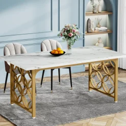 Best Tribesigns 63-inch Dining Table, Modern Faux Marble Kitchen Table for 6 People