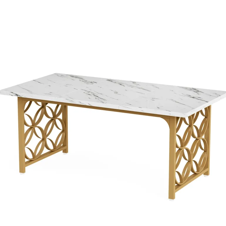 Best Tribesigns 63-inch Dining Table, Modern Faux Marble Kitchen Table for 6 People