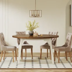 New Tribesigns 47-inch Dining Table, Round Farmhouse Kitchen Table for 4-6
