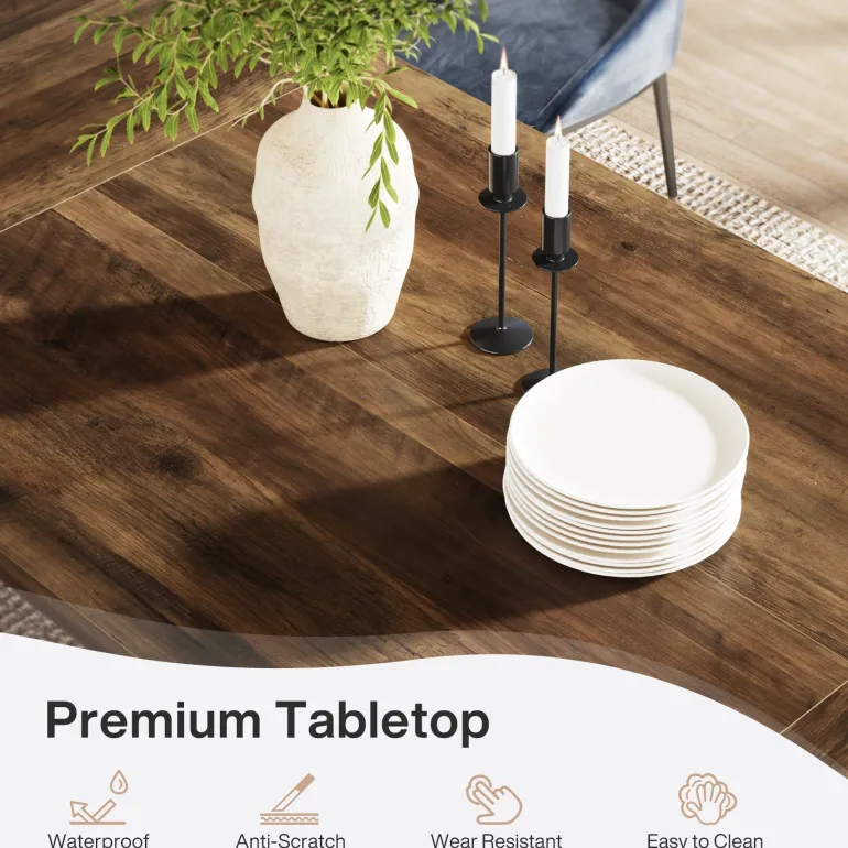 Fashion Tribesigns 70.8-Inch Dining Table, Wood Farmhouse Kitchen Table for 4-6