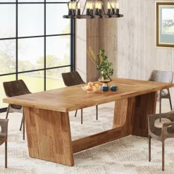Fashion Tribesigns 70.8-Inch Dining Table, Wood Farmhouse Kitchen Table for 4-6