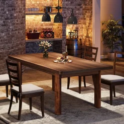 Clearance Tribesigns 63-Inch Dining Table, Wood Farmhouse Kitchen Table for 4-6