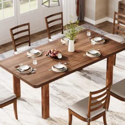 Clearance Tribesigns 63-Inch Dining Table, Wood Farmhouse Kitchen Table for 4-6
