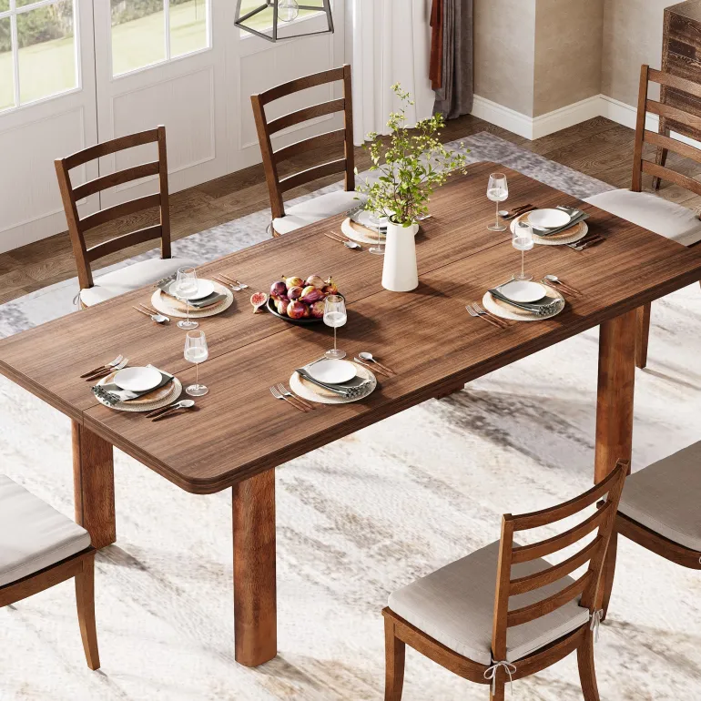 Clearance Tribesigns 63-Inch Dining Table, Wood Farmhouse Kitchen Table for 4-6