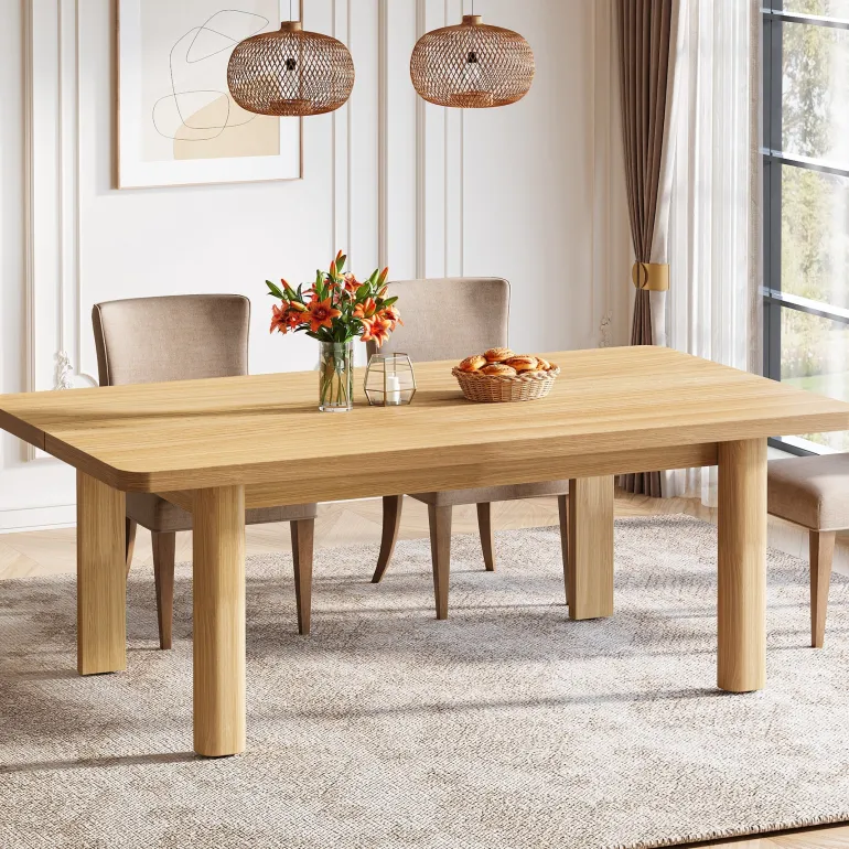 Clearance Tribesigns 63-Inch Dining Table, Wood Farmhouse Kitchen Table for 4-6