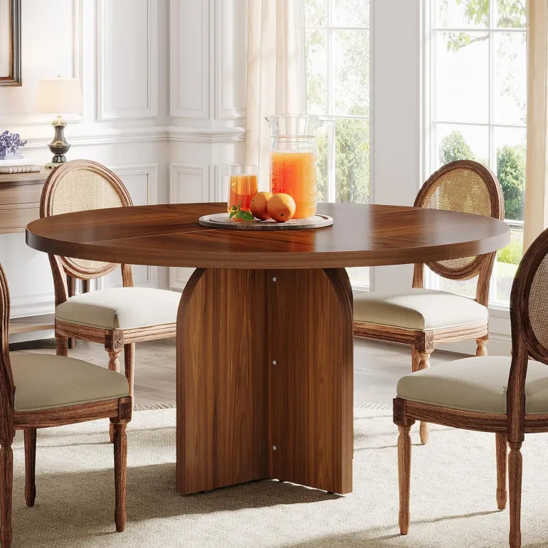 Clearance Tribesigns 47-Inch Dining Table, Wood Round Kitchen Table for 4-6