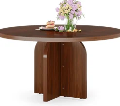 Clearance Tribesigns 47-Inch Dining Table, Wood Round Kitchen Table for 4-6