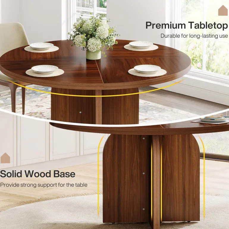 Clearance Tribesigns 47-Inch Dining Table, Wood Round Kitchen Table for 4-6