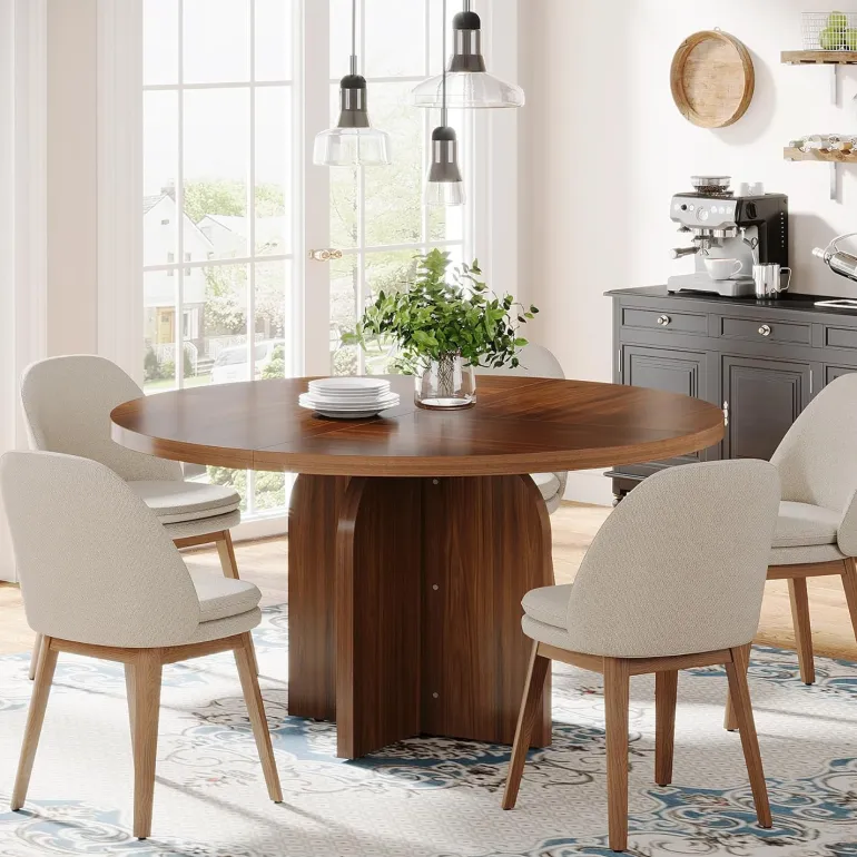 Clearance Tribesigns 47-Inch Dining Table, Wood Round Kitchen Table for 4-6
