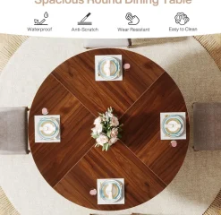 Clearance Tribesigns 47-Inch Dining Table, Wood Round Kitchen Table for 4-6
