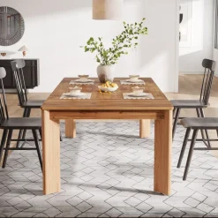 New Tribesigns 63-inch Dining Table, Wooden Farmhouse Kitchen Table for 4-6