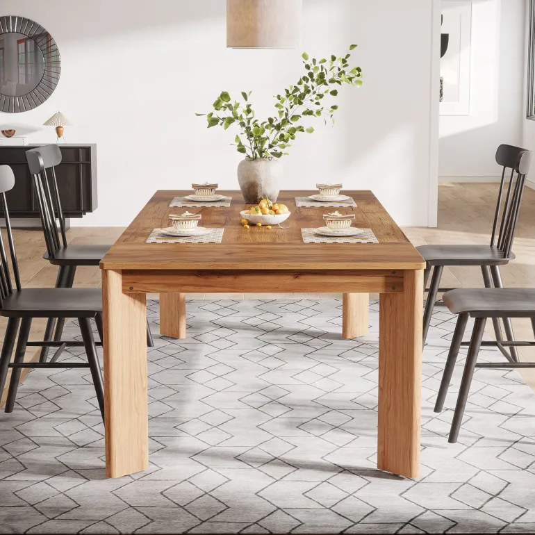 New Tribesigns 63-inch Dining Table, Wooden Farmhouse Kitchen Table for 4-6