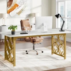 Clearance Tribesigns 63-inch Executive Desk, Modern Office Desk Conference Table for 4-6 People