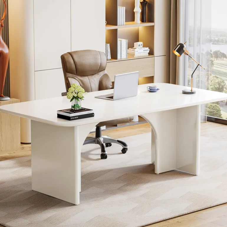 Fashion Tribesigns 63-Inch Executive Desk, Modern Computer Desk with Arch Design Legs