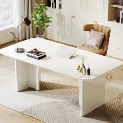 Fashion Tribesigns 63-Inch Executive Desk, Modern Computer Desk with Arch Design Legs