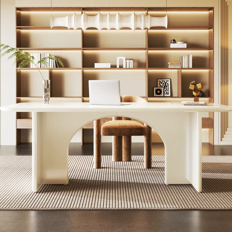 Fashion Tribesigns 63-Inch Executive Desk, Modern Computer Desk with Arch Design Legs