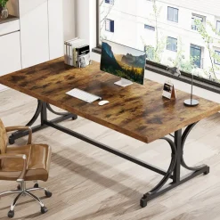 Best Sale Tribesigns 62.4-Inch Executive Desk, Rectangle Conference Table for 4-6 People