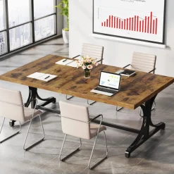 Best Sale Tribesigns 62.4-Inch Executive Desk, Rectangle Conference Table for 4-6 People