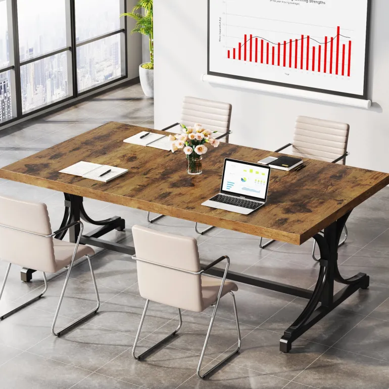 Best Sale Tribesigns 62.4-Inch Executive Desk, Rectangle Conference Table for 4-6 People