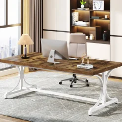 Best Sale Tribesigns 62.4-Inch Executive Desk, Rectangle Conference Table for 4-6 People