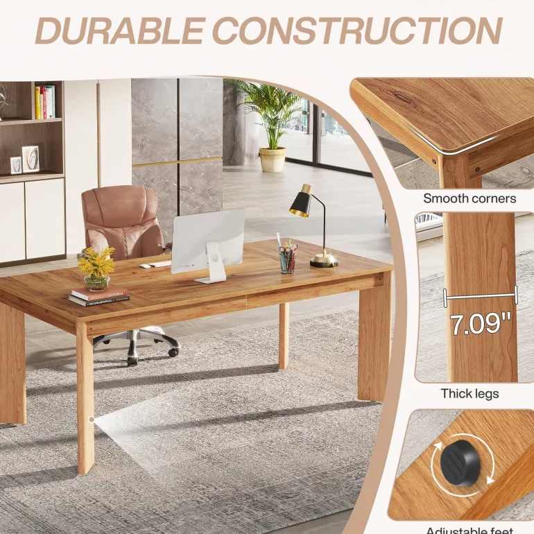 Fashion Tribesigns 63-inch Executive Desk, Wood Computer Desk Conference Table